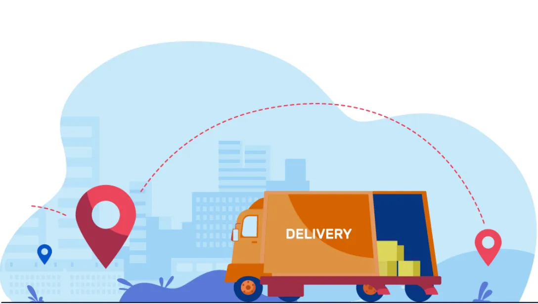 Ilustración de una operación de entrega ecommerce