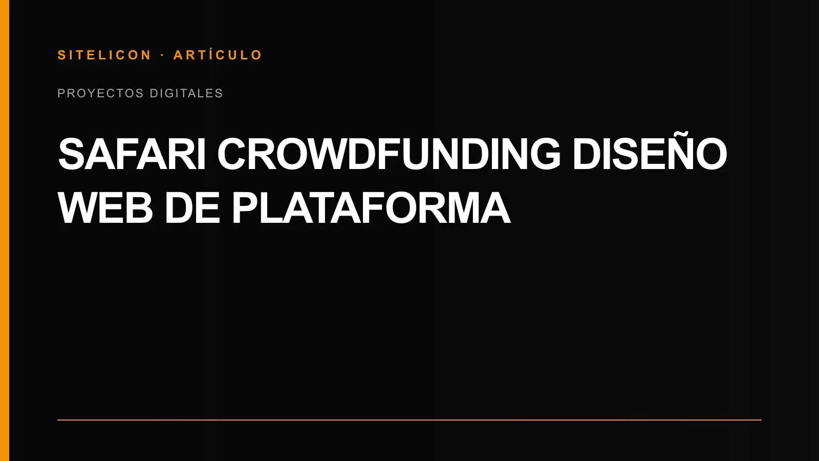 Portada del proyecto web de Safari Crowdfunding