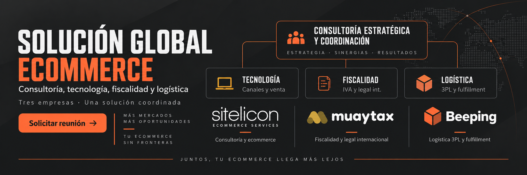 Solución Global Ecommerce: Sitelicon, MUAYTAX y Beeping coordinan tecnología ecommerce, fiscalidad internacional y logística