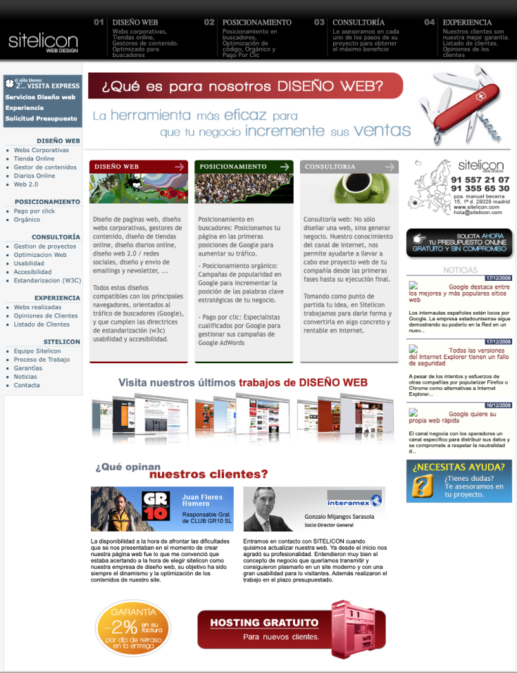 Captura de la nueva web de Sitelicon publicada en 2008
